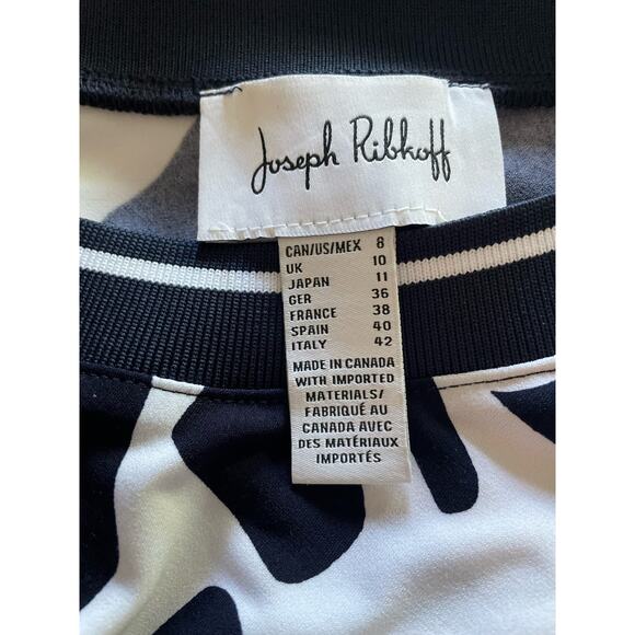 Joseph Ribkoff Dark Blue White Abstract Two Piece Skirt w Top Set Size 8 - Picture 8 of 9